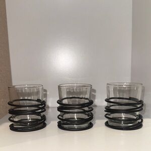 5 for $10 Set of 3 Glass Tumblers with Black Coil Accent